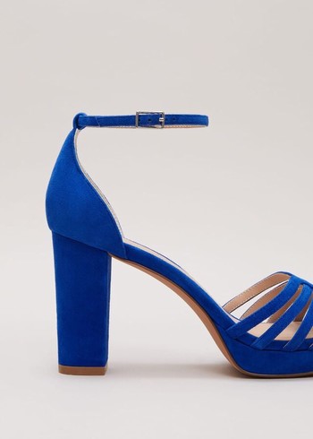 Phase Eight Strappy Platform Heels Deep Blue USA | 2906835-TC